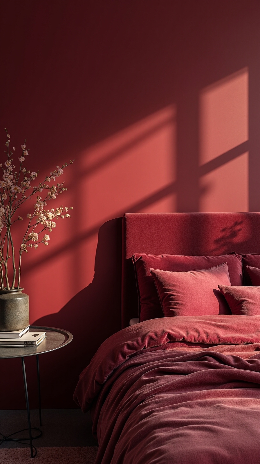 vibrant bold red bedroom