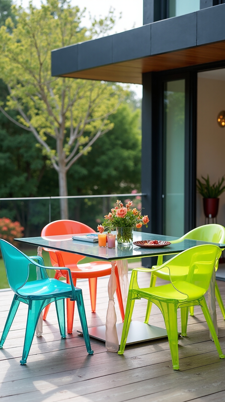 vibrant colorful outdoor seating