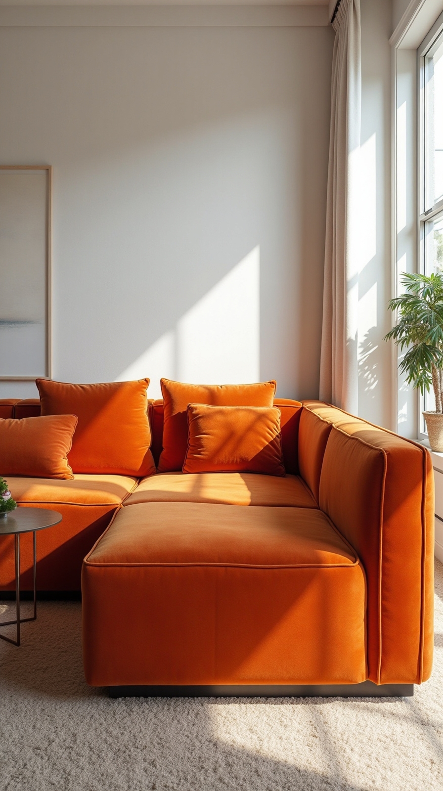 vibrant energetic orange couch inspiration