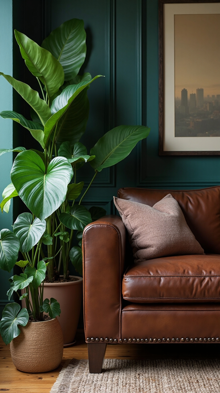 vibrant greenery enhances living room decor