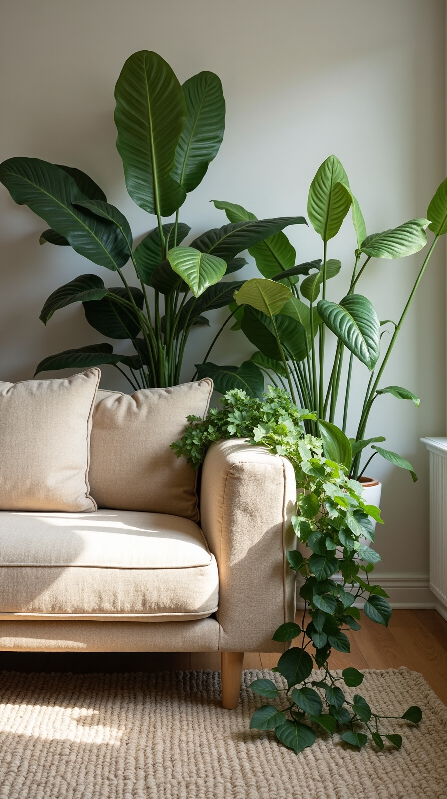 vibrant living room greenery decor
