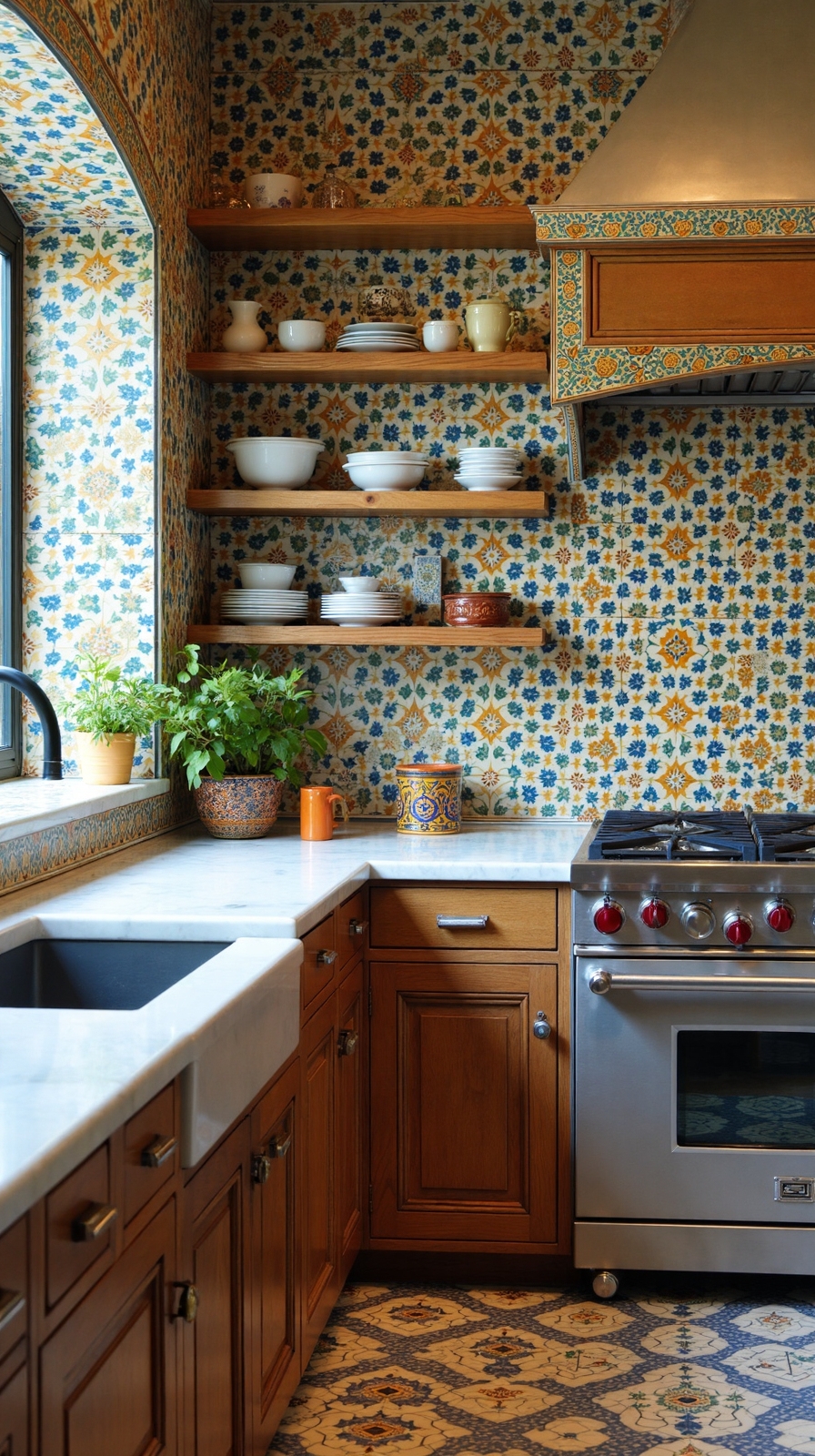 vibrant moroccan patchwork tile arrangement