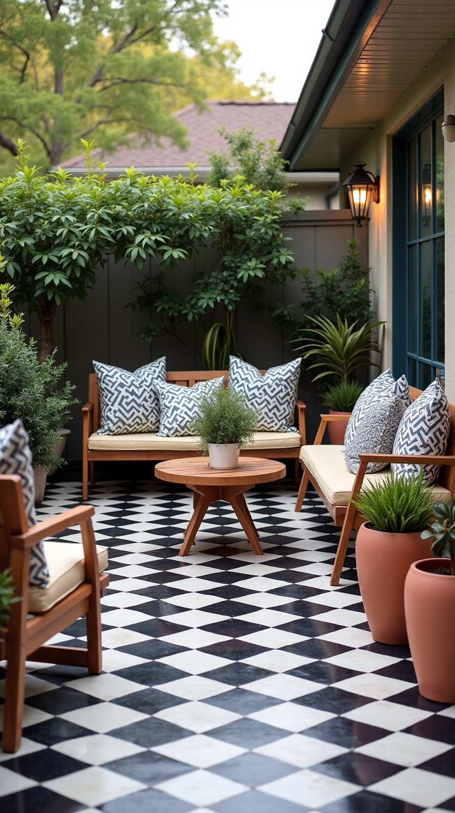 vibrant playful modernist outdoor design