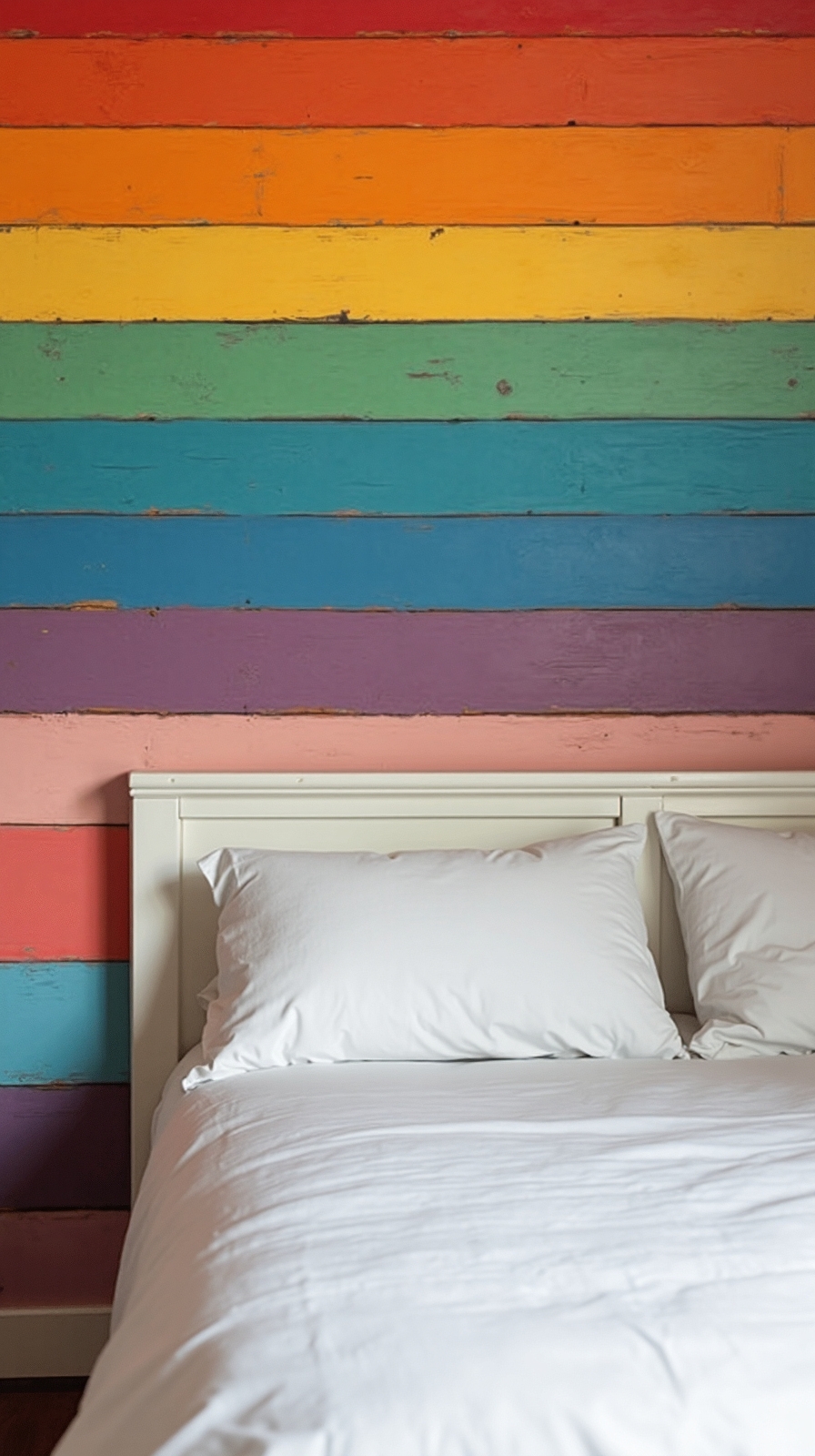 vibrant rainbow accent wall decor
