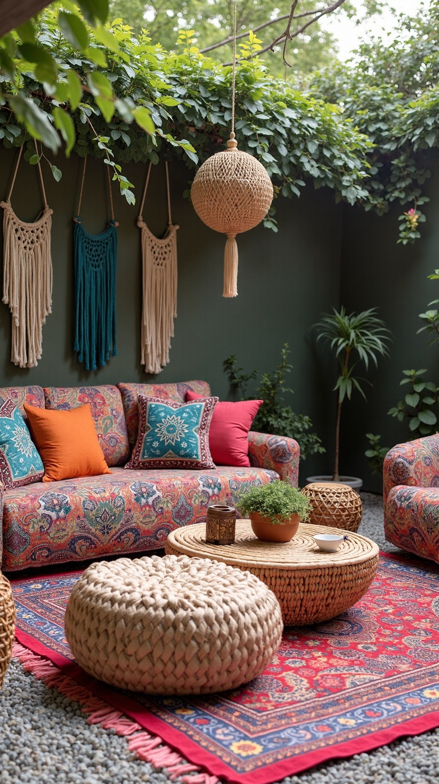 vibrant textured layered bohemian outdoor retreat