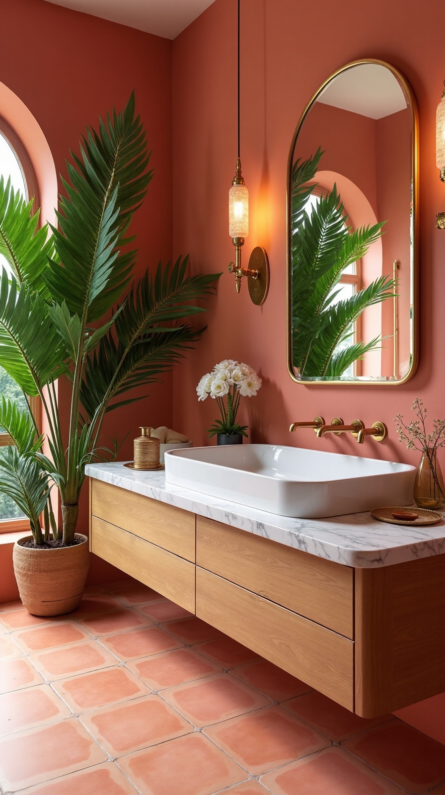 vibrant tropical bathroom retreat