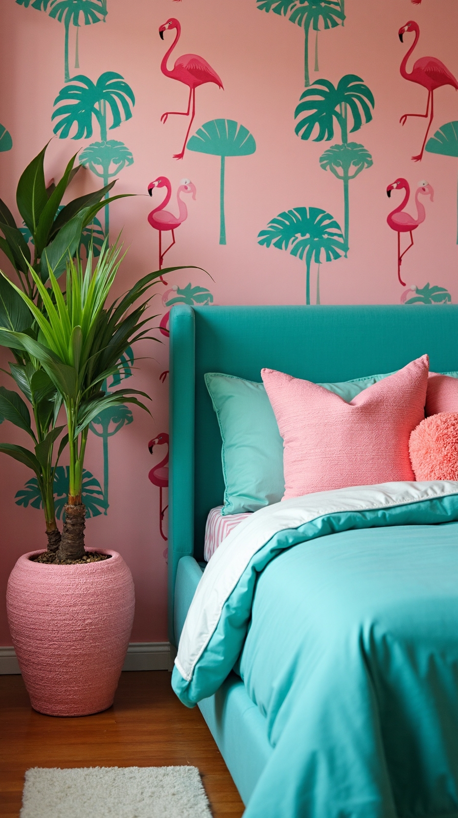 vibrant tropical flamingo summer paradise