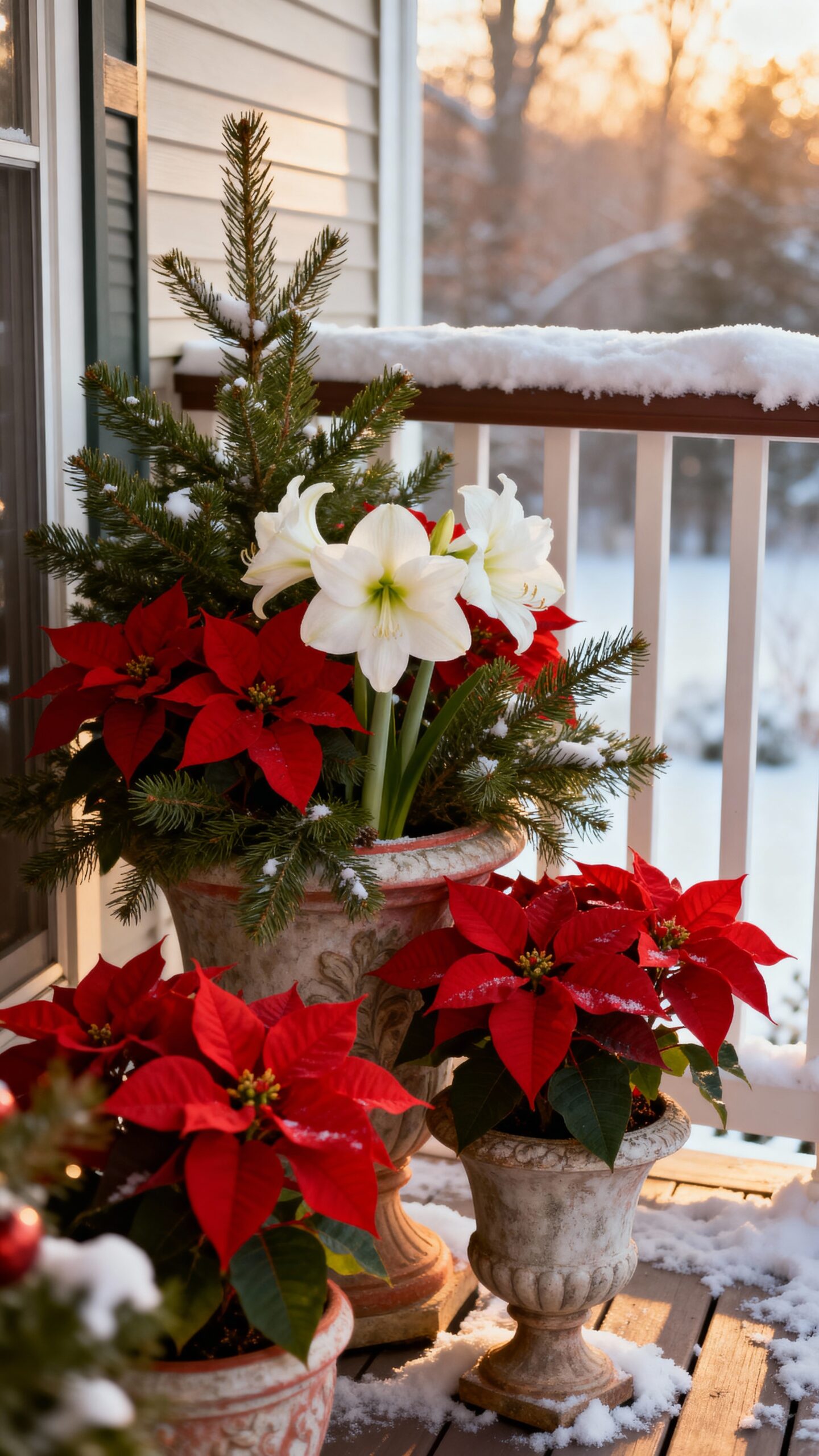 vibrant winter floral outdoor arrangements