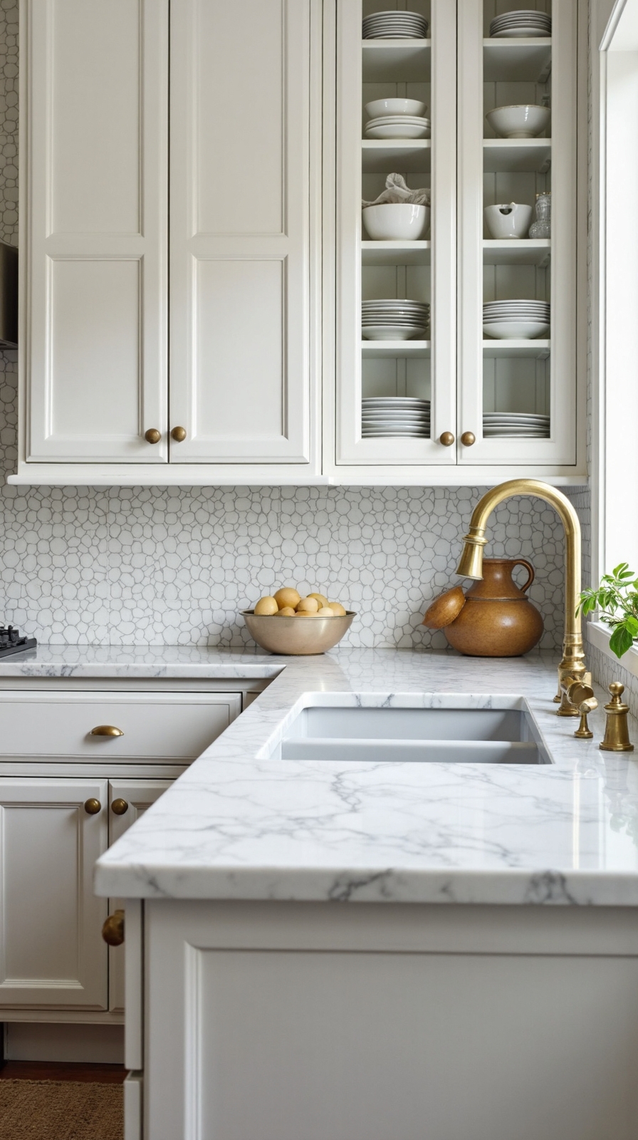 vintage inspired glossy white penny tiles
