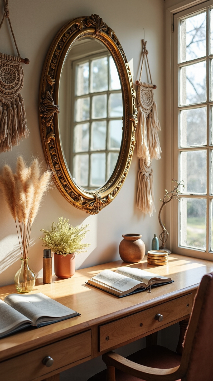 vintage mirrors brass accents boho essence