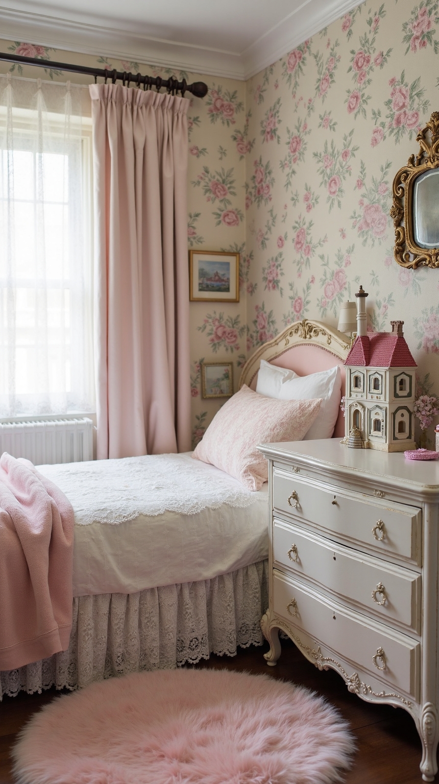vintage romantic feminine distressed bedroom