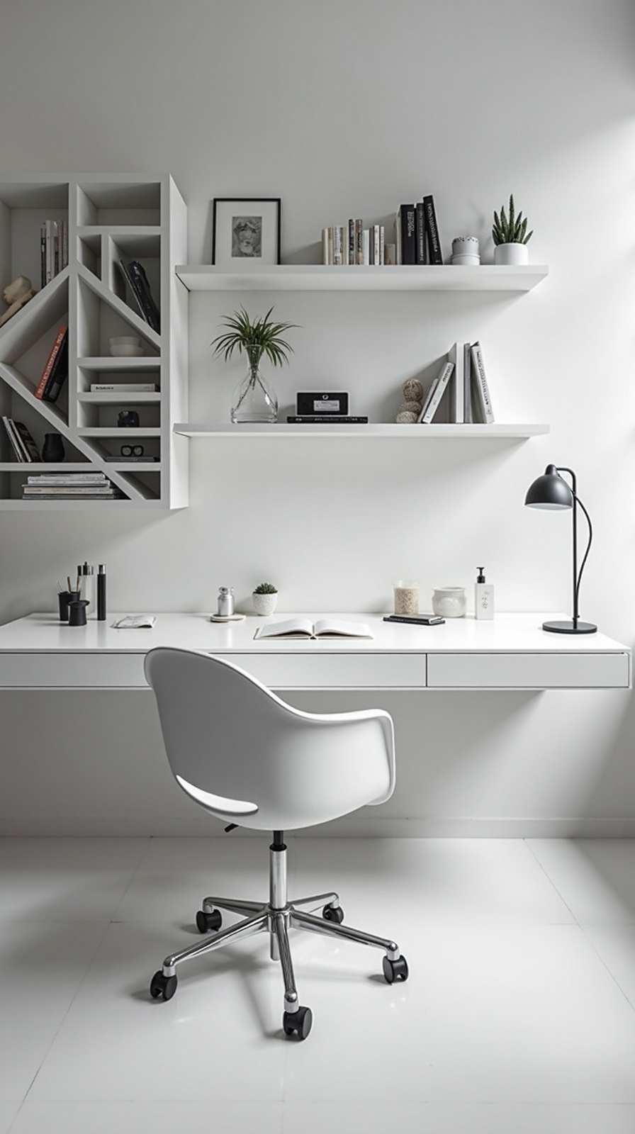 visually calming monochromatic home office