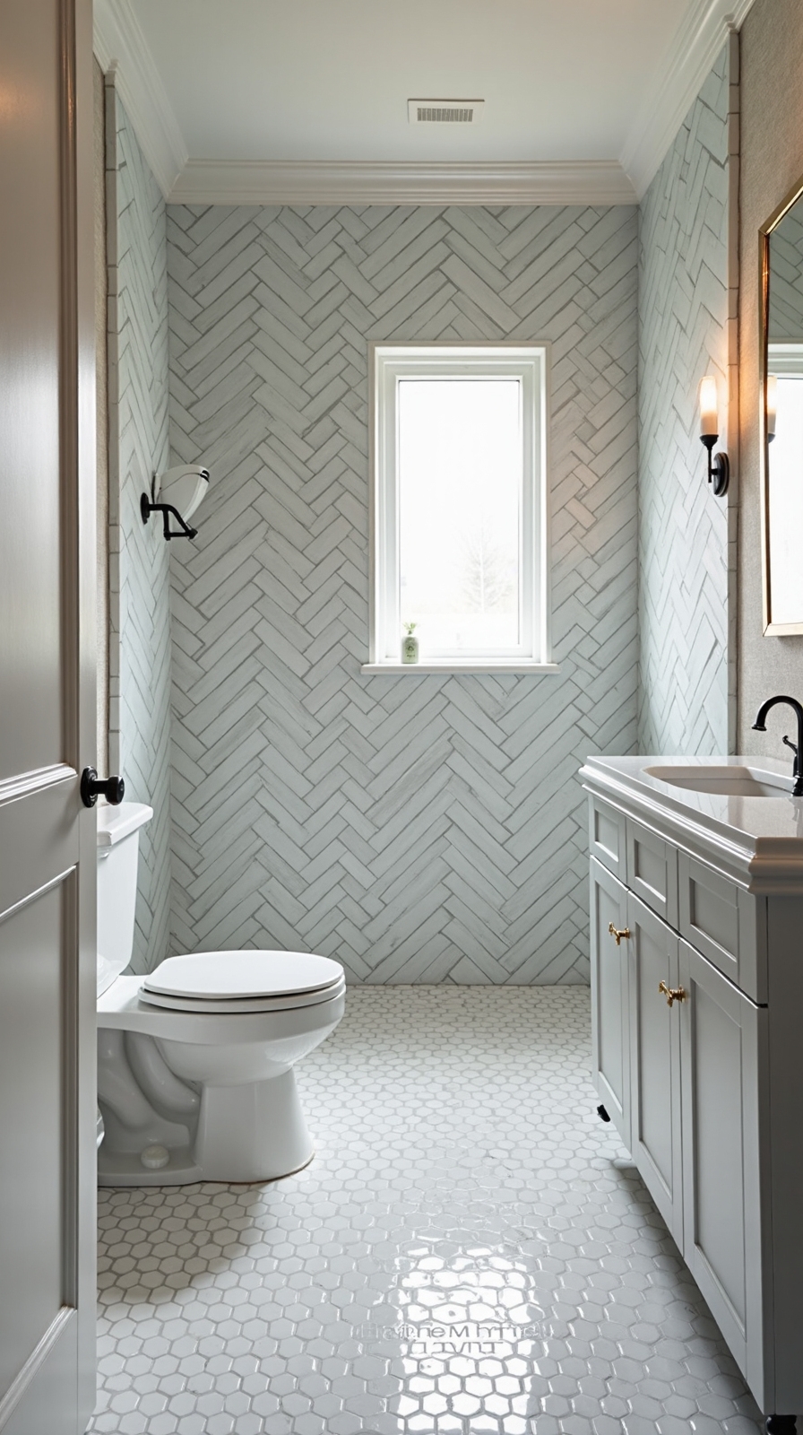 visually expanding diagonal tile installation