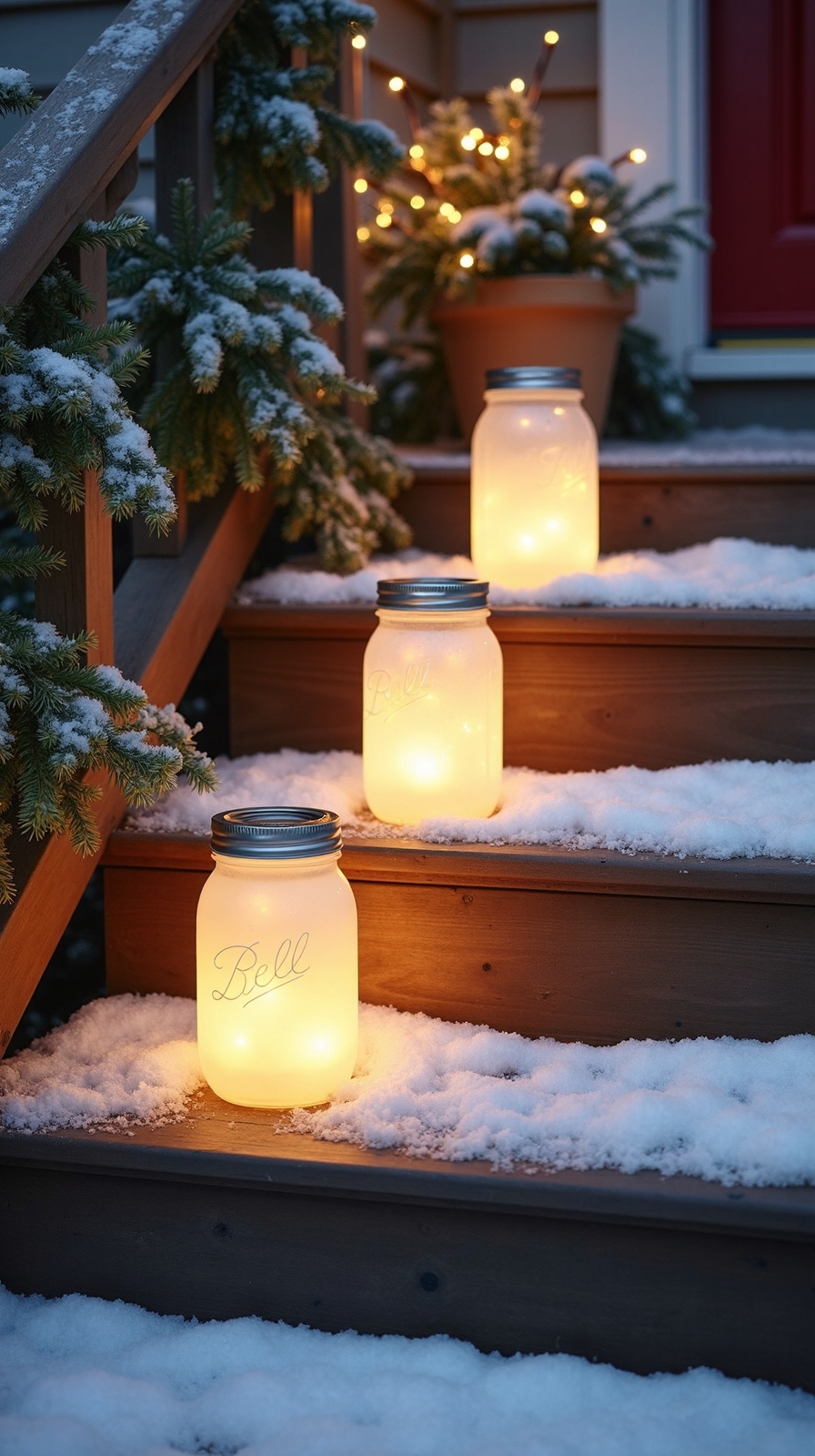 warm cozy inviting winter luminaries
