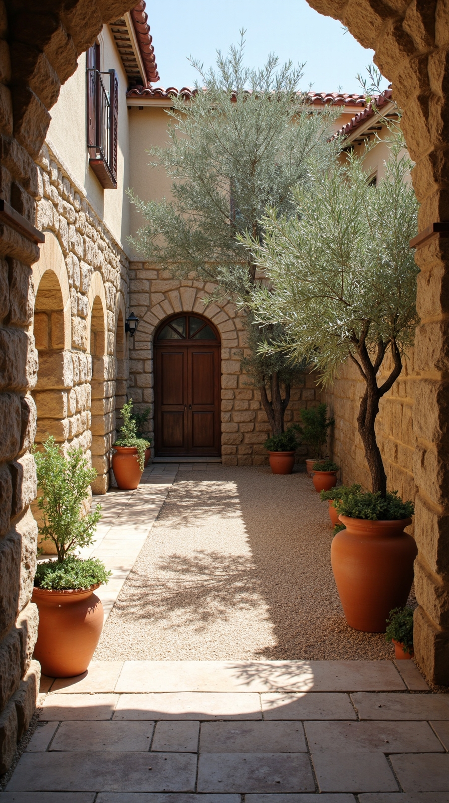 warm inviting mediterranean outdoor courtyard