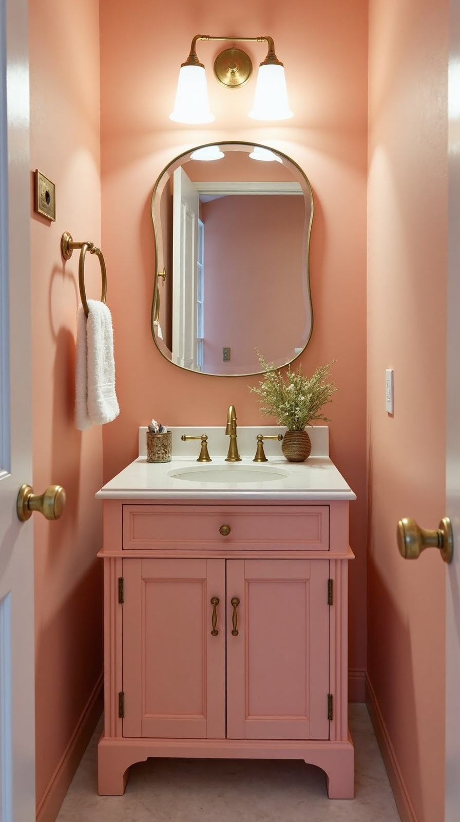 warm inviting sophisticated bathroom vanity