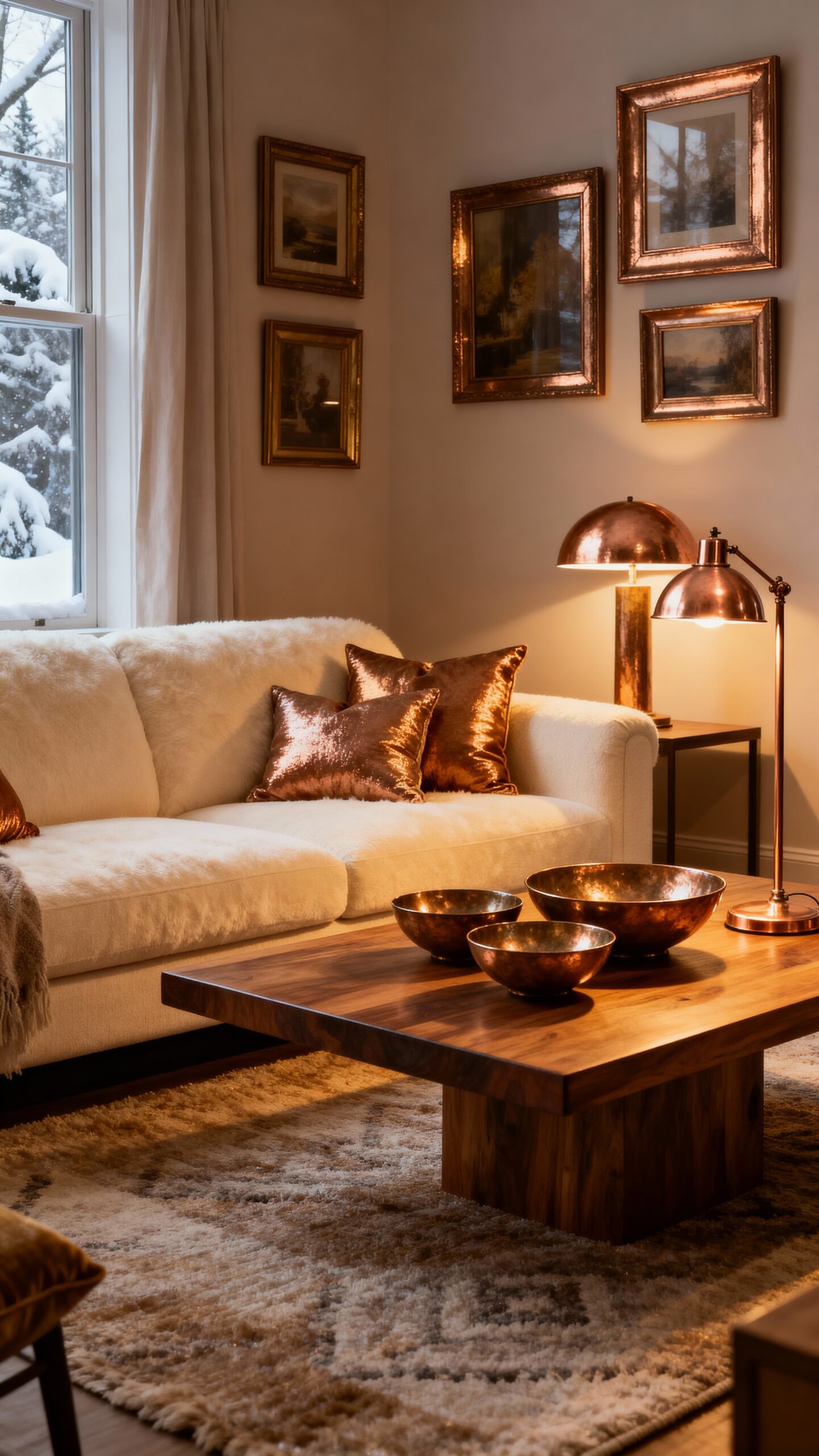 warm metallic cozy sophisticated