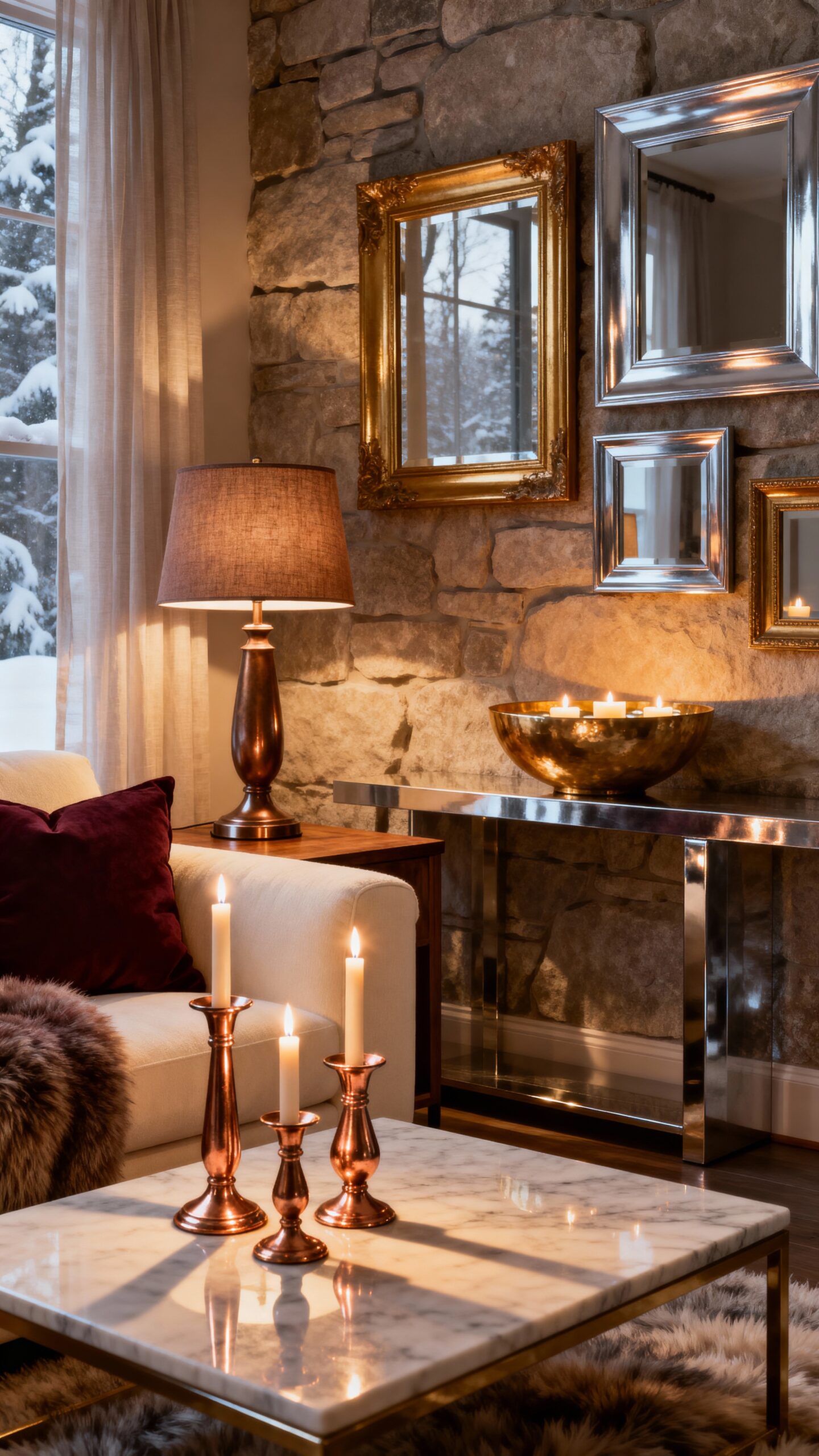 warm metallic home decor accents