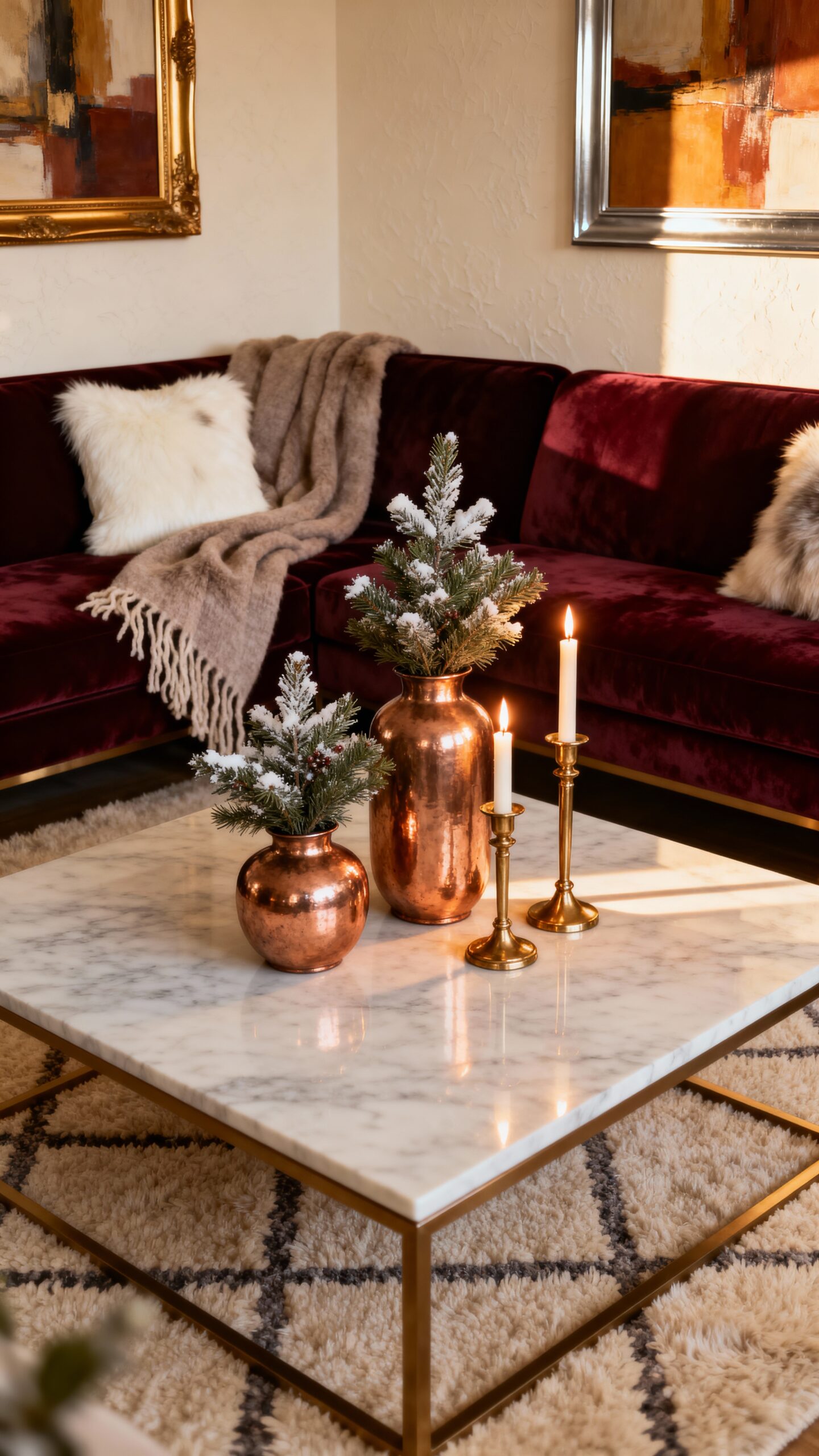 warm metallic winter decor accents