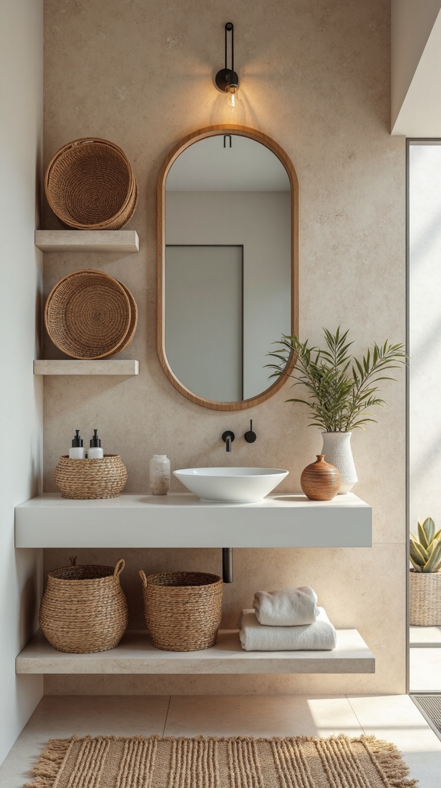 warm natural textured personalized bathroom