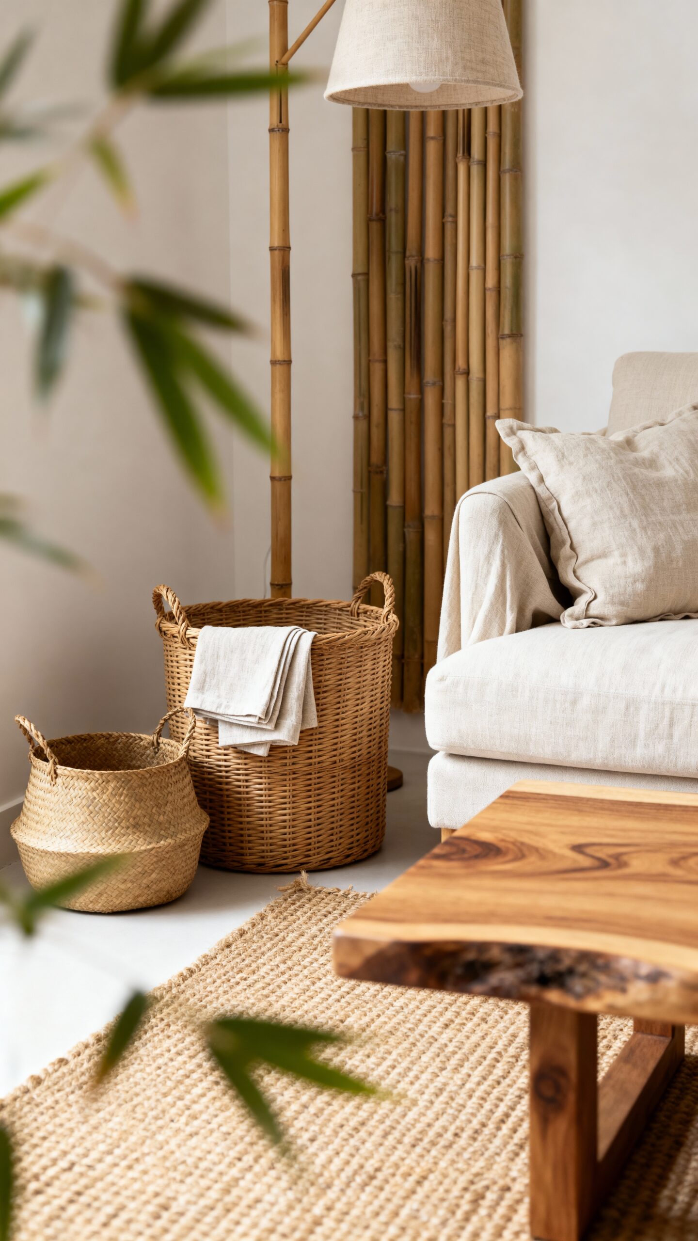 warm natural textures for japandi living