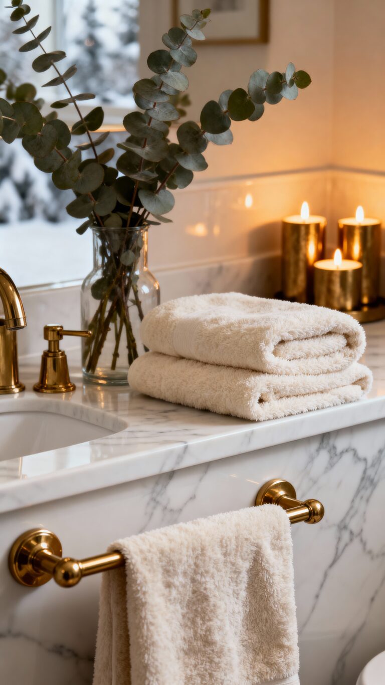 warm refreshing winter bathroom decor