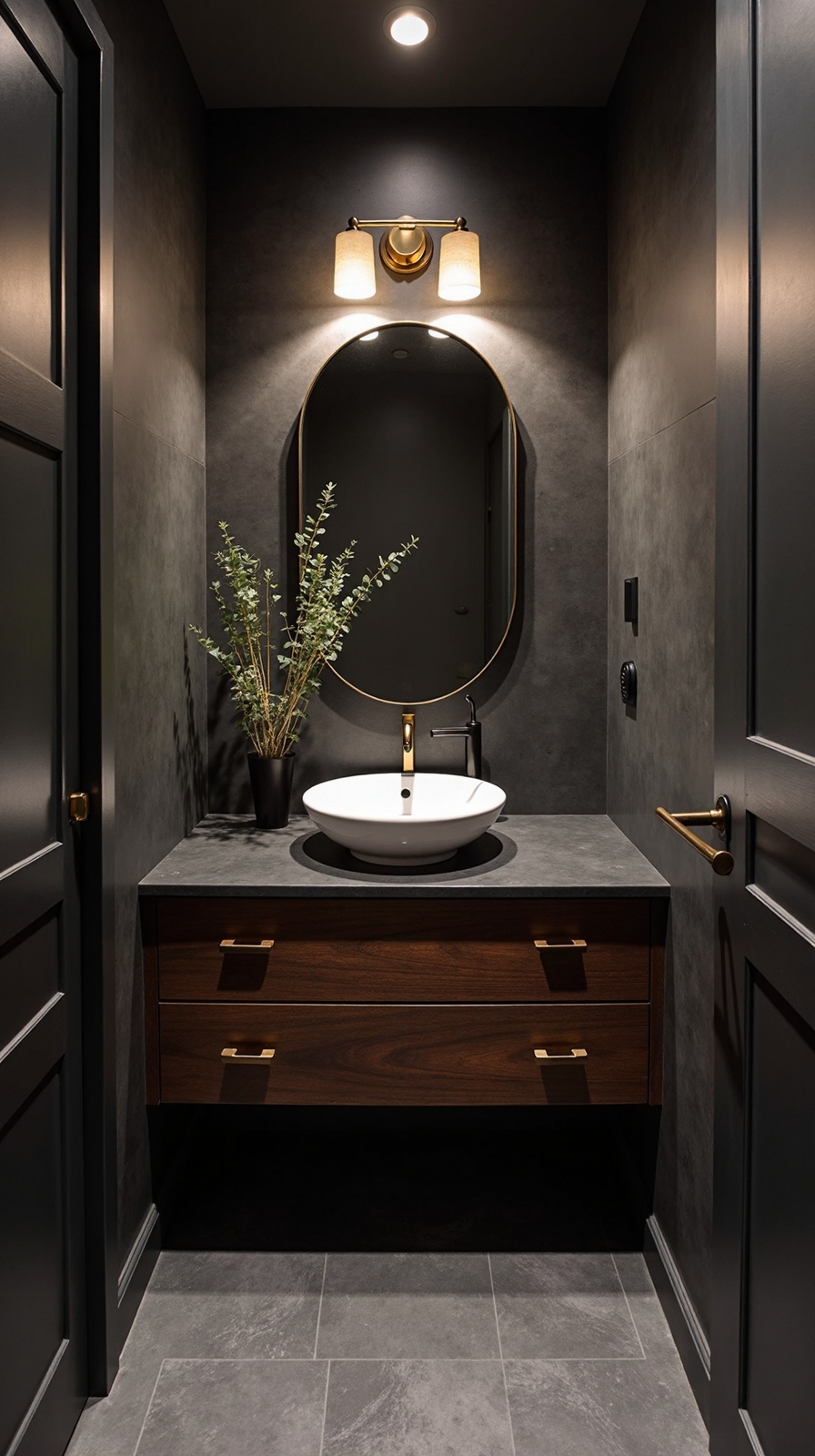 warm textured grounded open bathroom