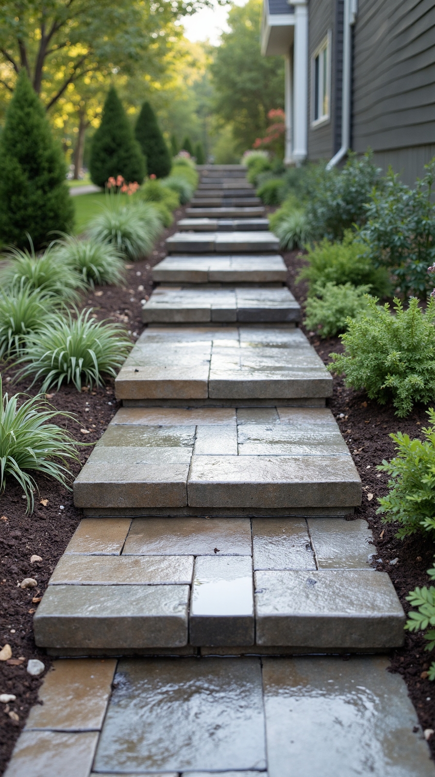 water permeable patio steps