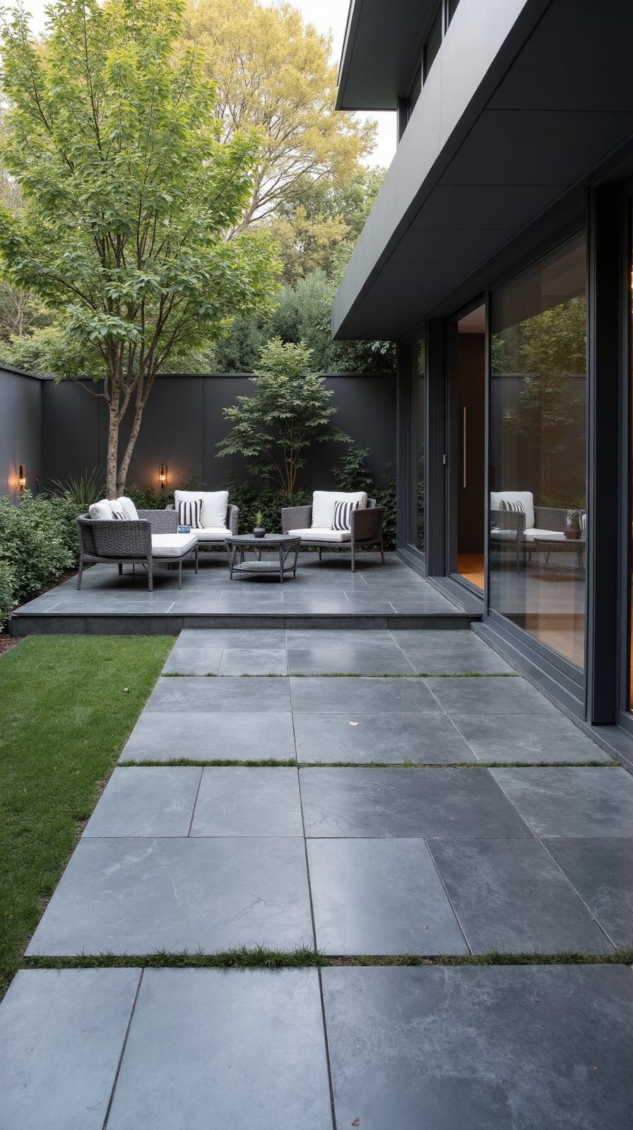 weathered slate tiles for minimalist patios