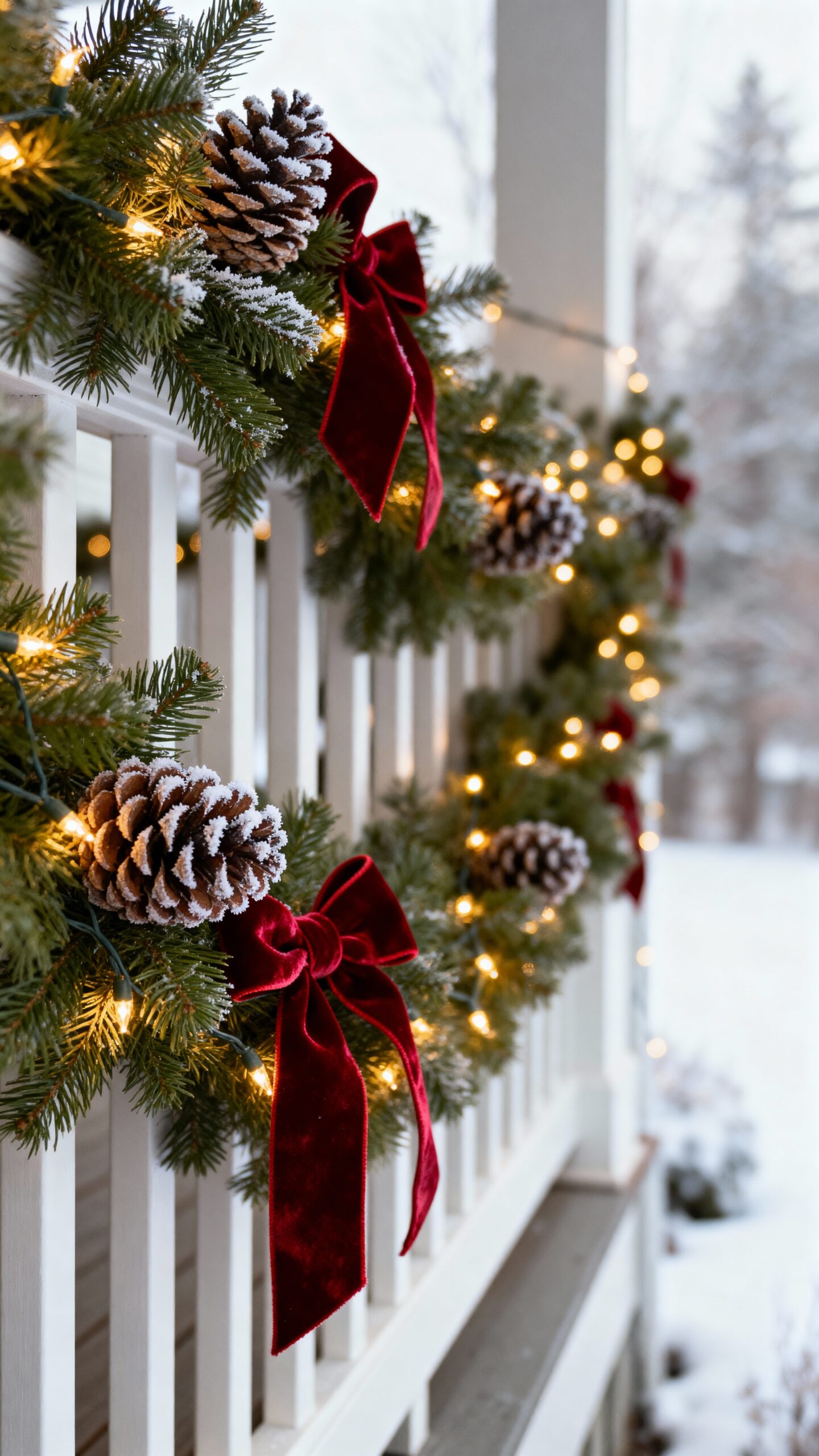 welcoming evergreen winter wonderland display