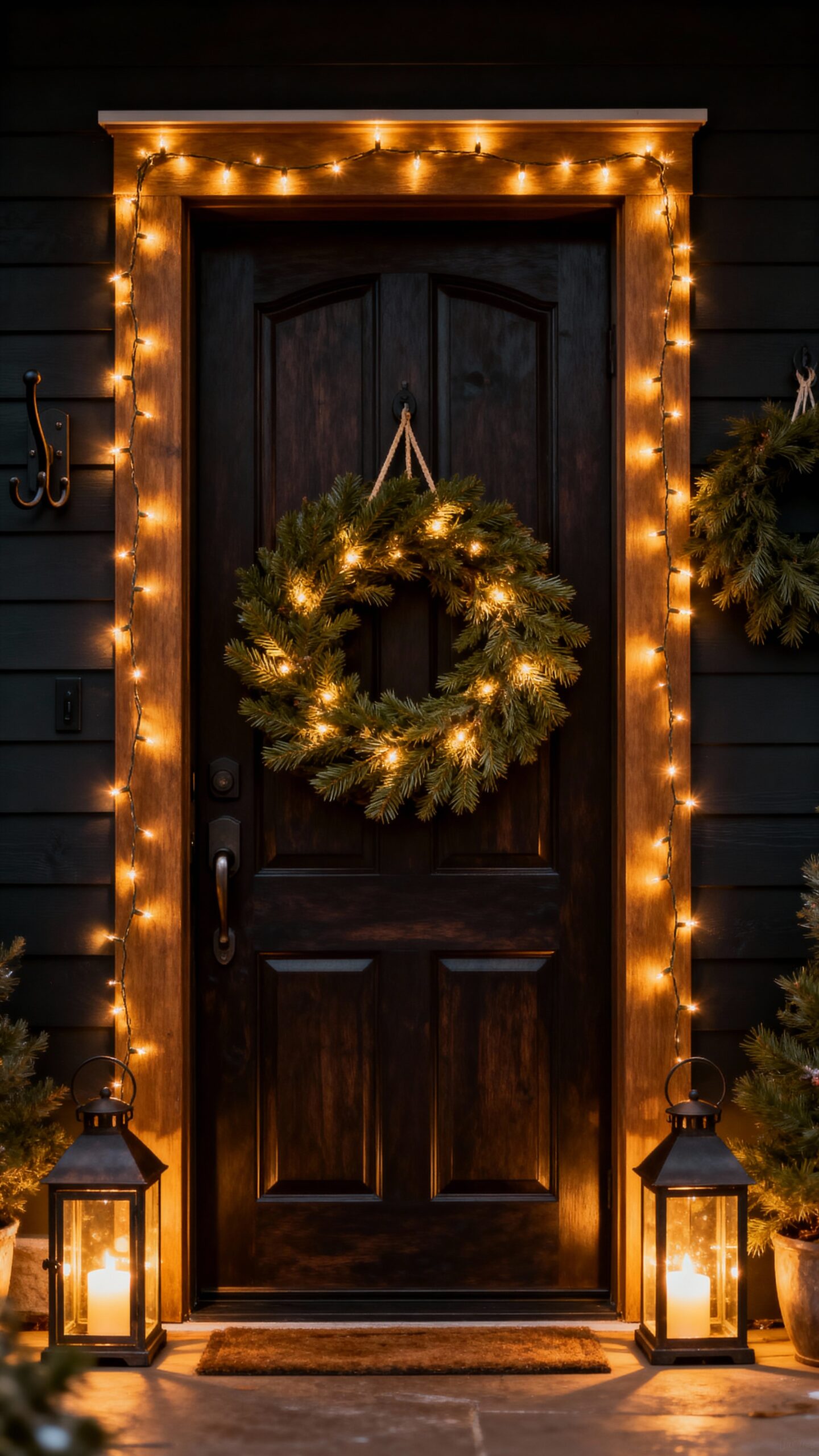 welcoming winter entryway lighting design