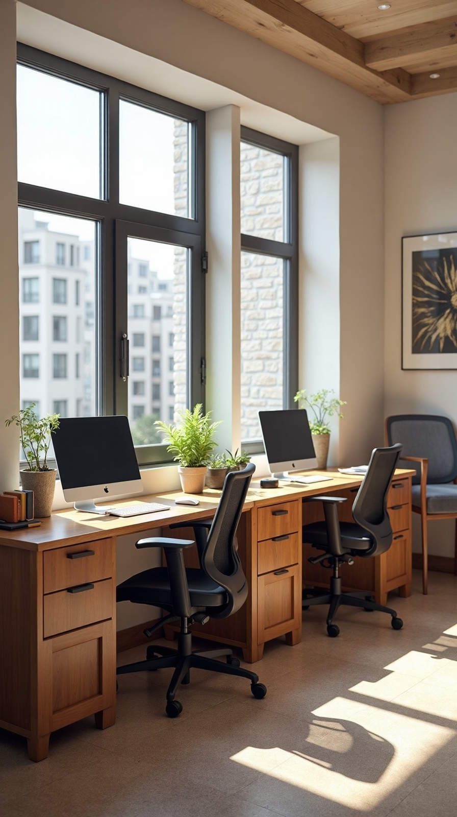 window facing parallel desks synergy