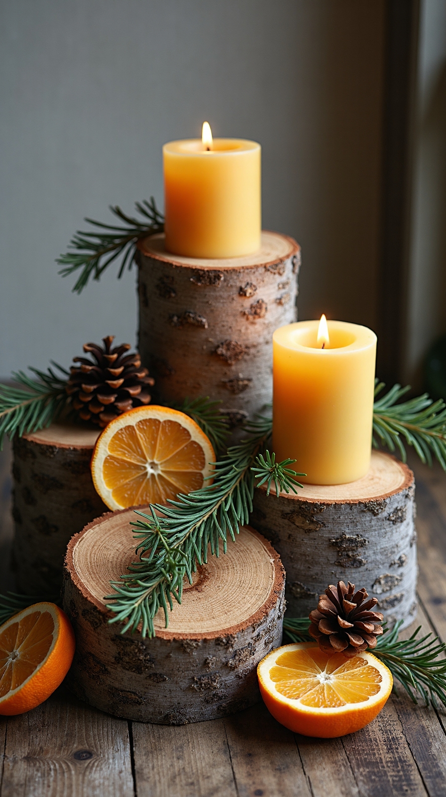 winter solstice yule log centerpiece