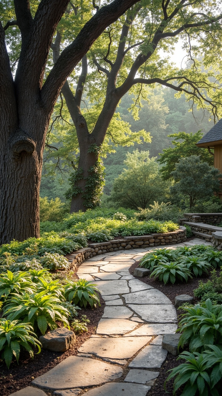 woodland shade retreat with native plants