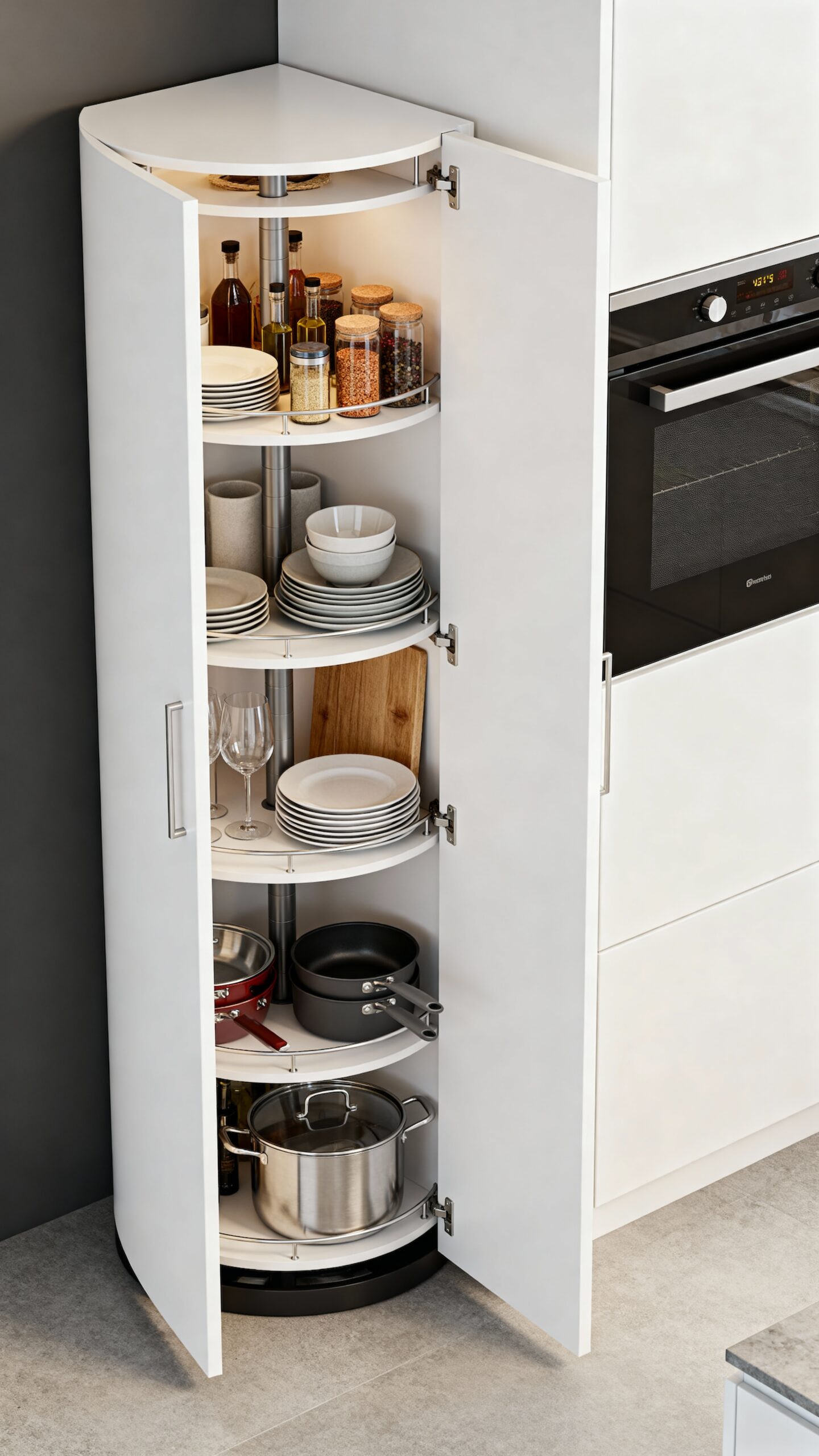 accessible maximized versatile cohesive kitchen storage