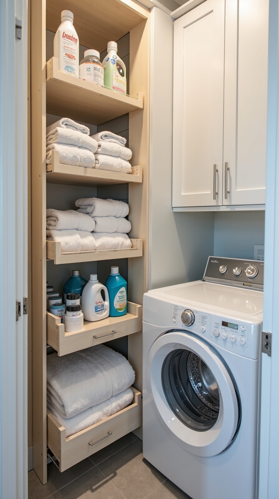 accessible organized space efficient laundry storage