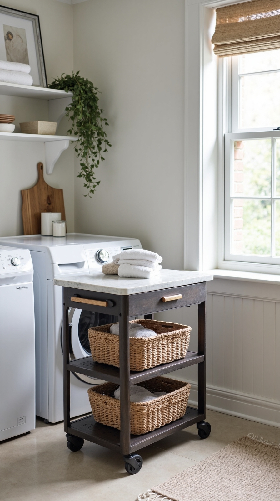 adaptable mobile versatile laundry room storage
