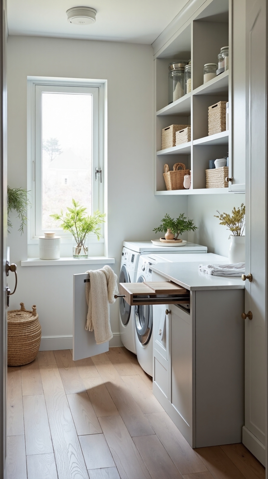 adaptive multi purpose laundry room storage