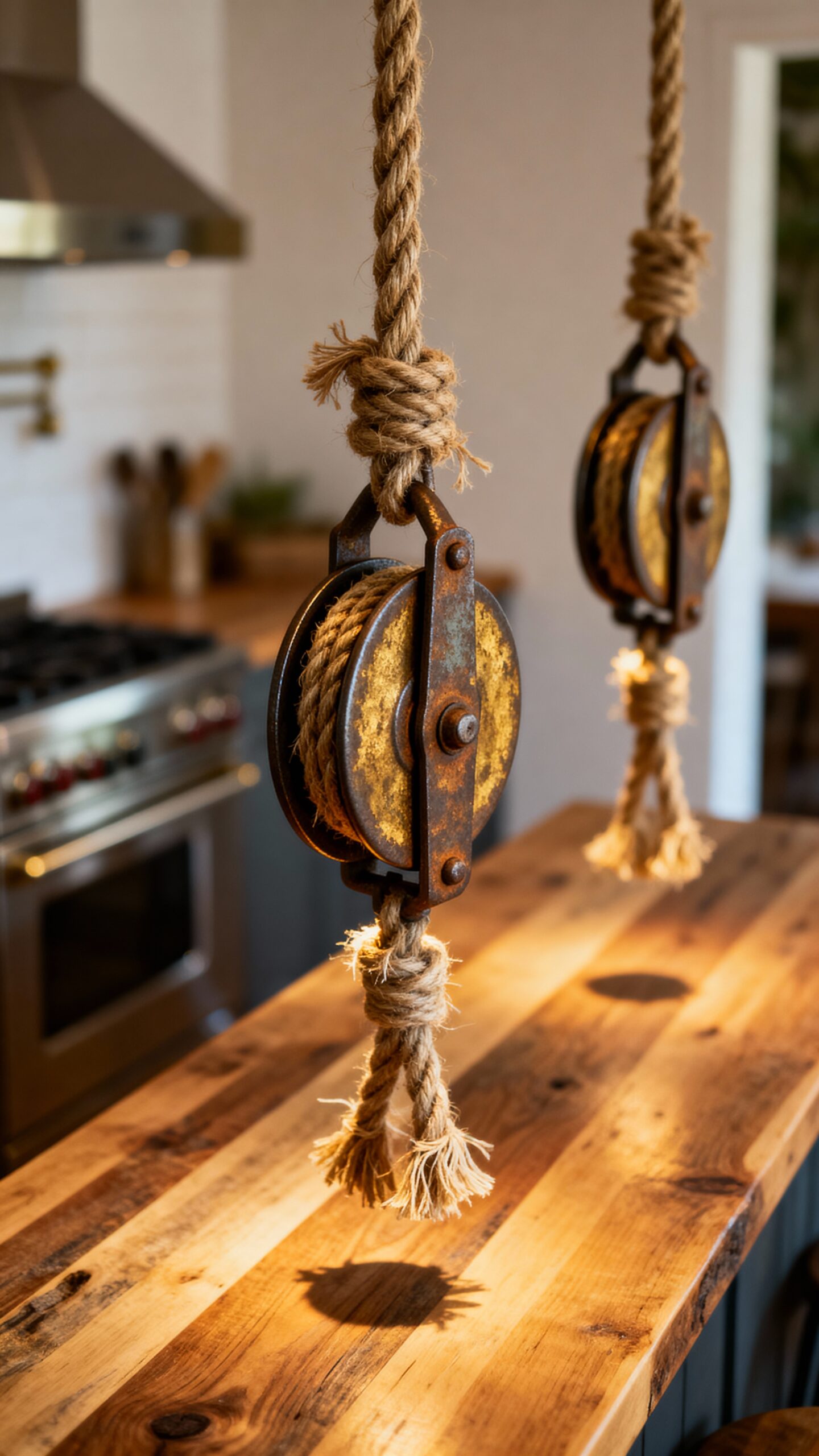 adjustable vintage industrial pulley lights