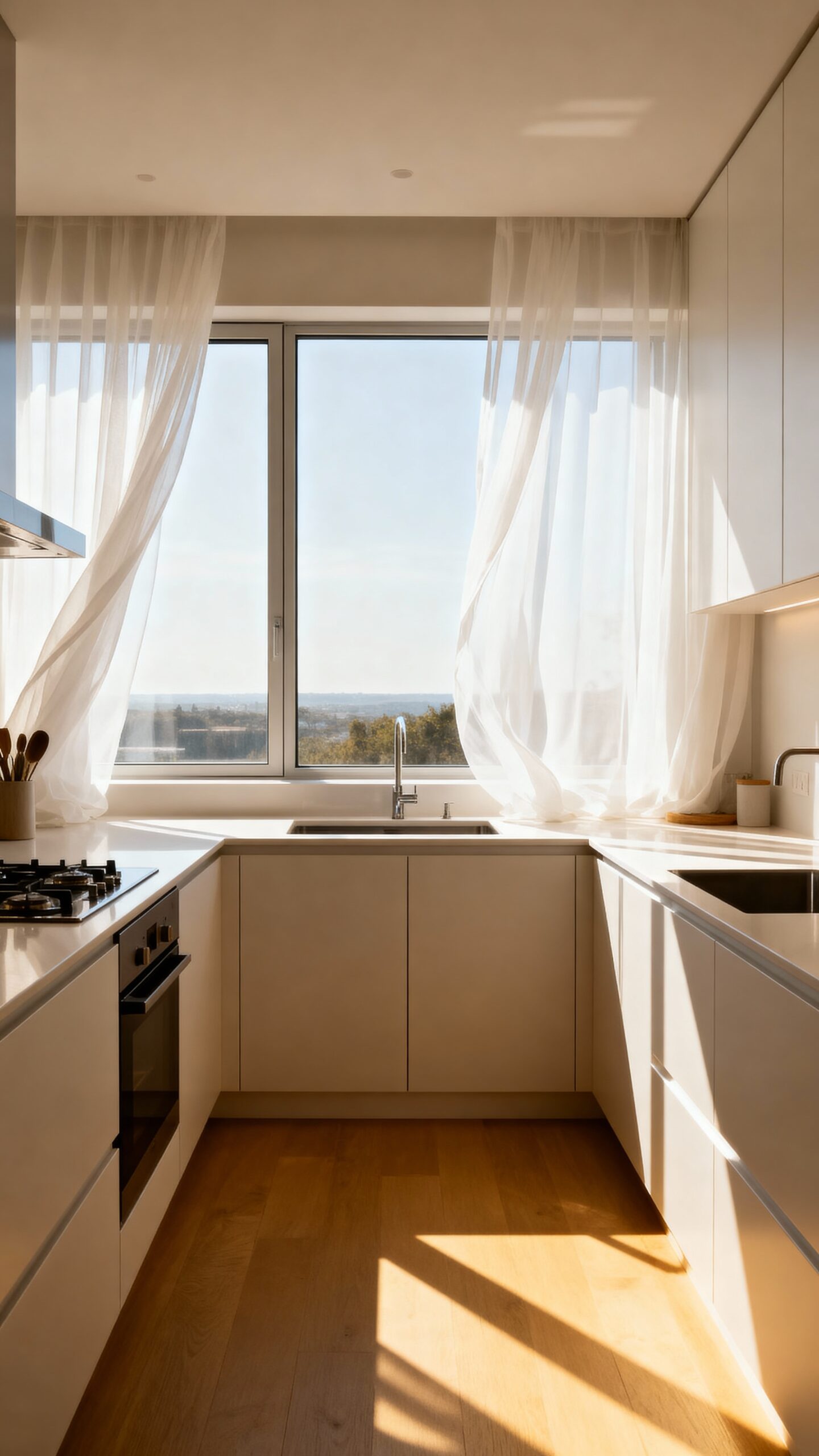 airy open space saving window treatments
