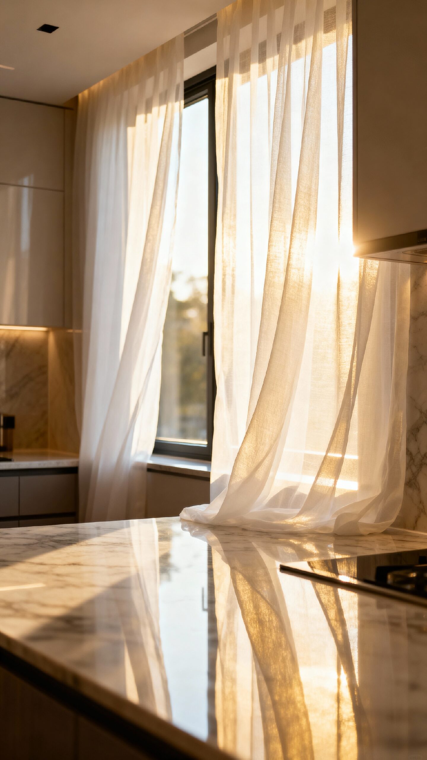airy sophisticated kitchen curtain solution