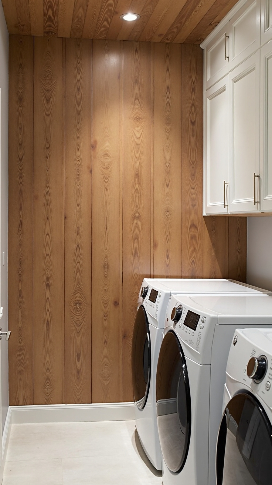 airy spacious laundry with natural wood
