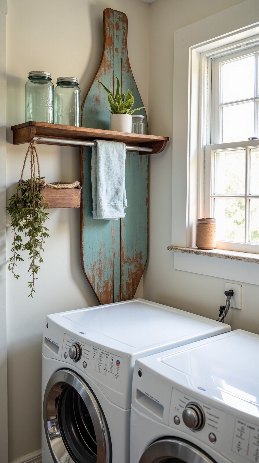 antique ironing boards repurposed as functional art