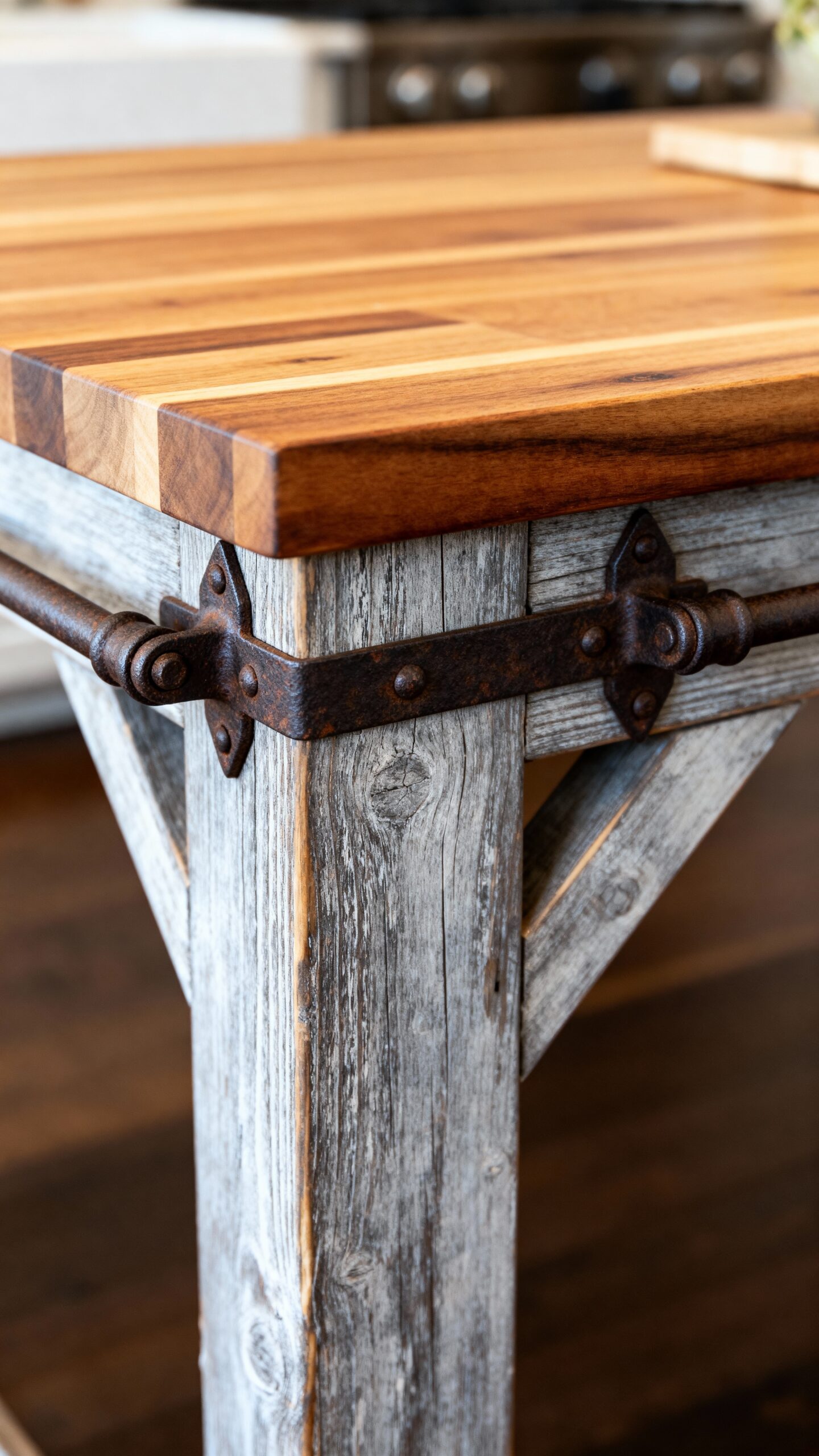 authentic farmhouse reclaimed wood kitchen island