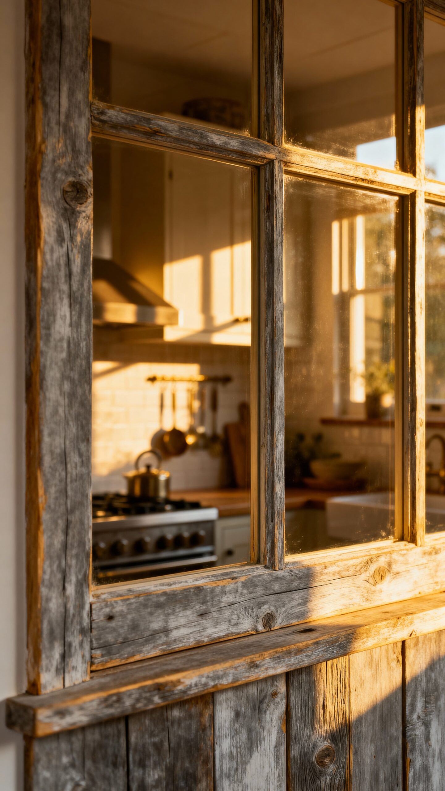 authentic rustic weathered wood window frames