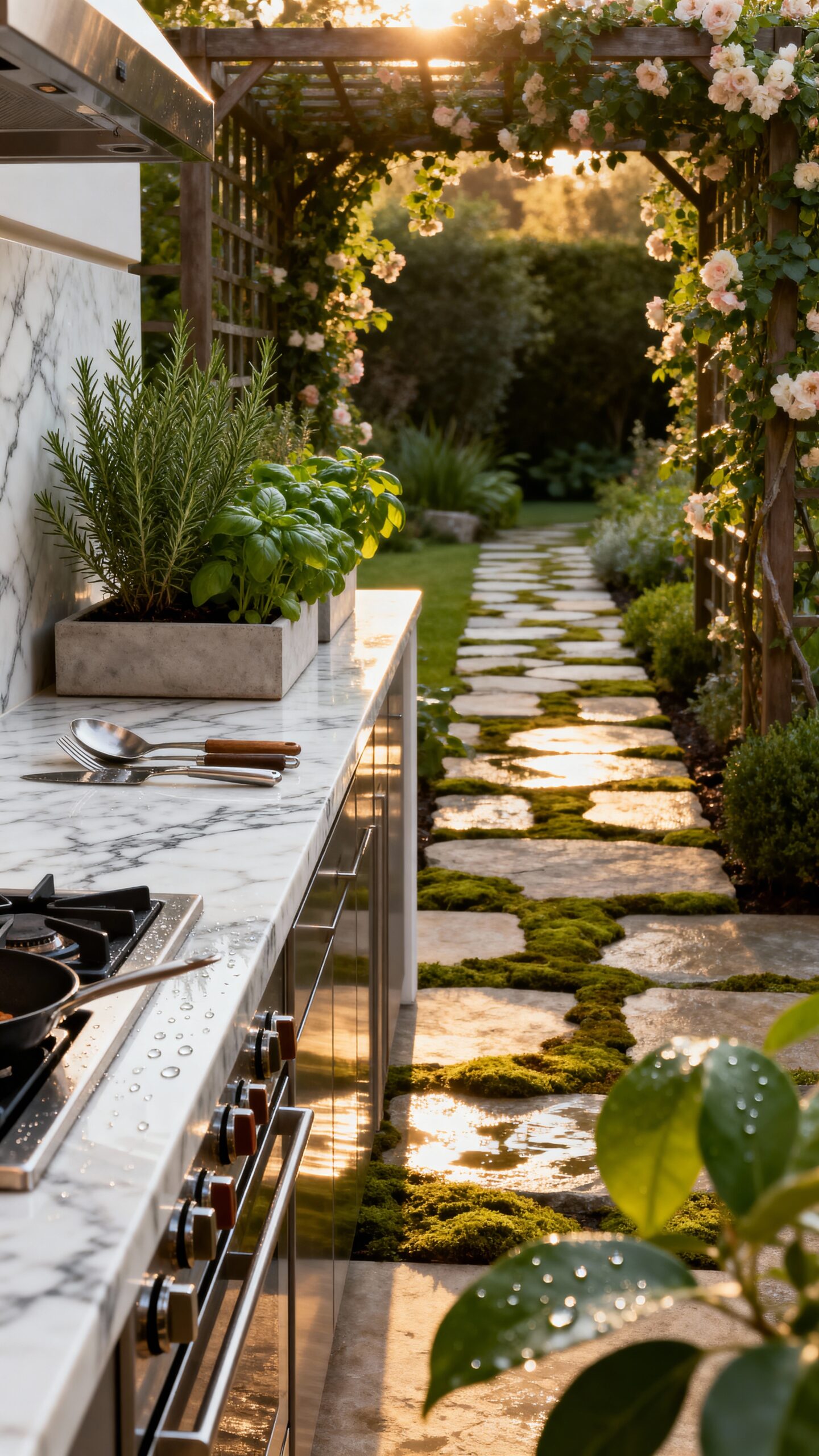 blend nature outdoor kitchen design