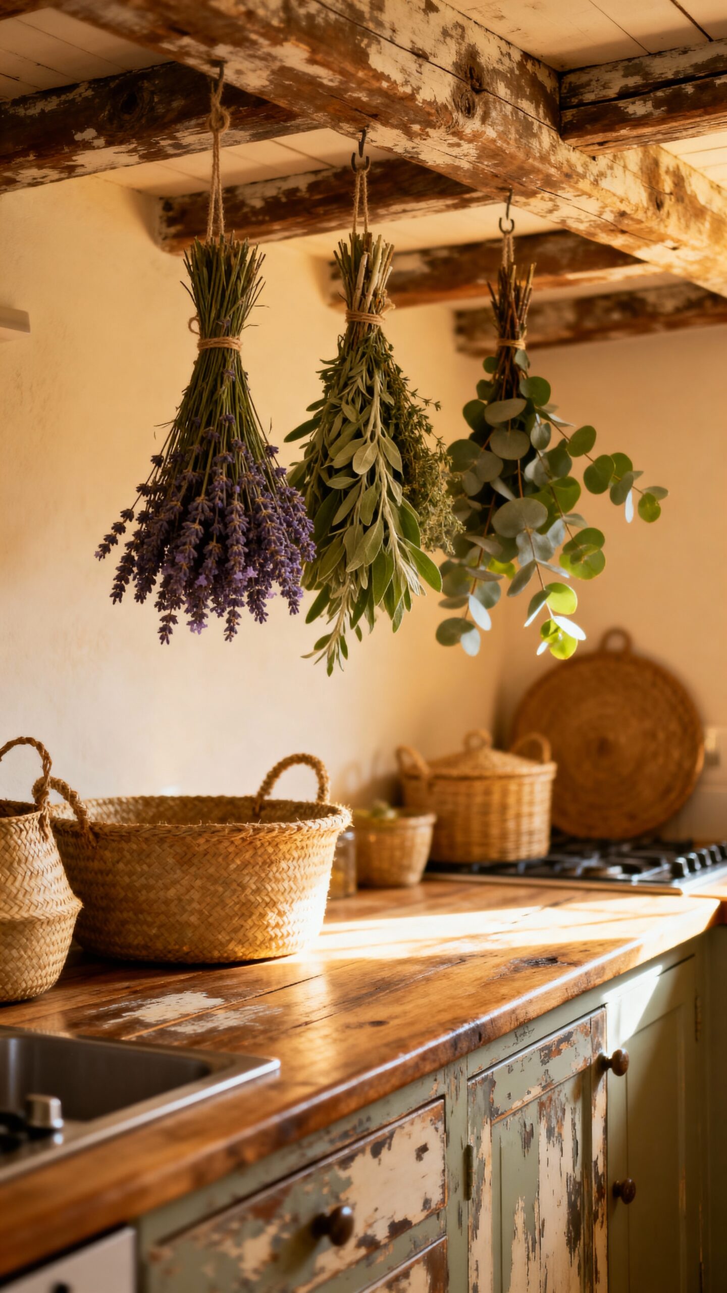 bohemian kitchen herb display
