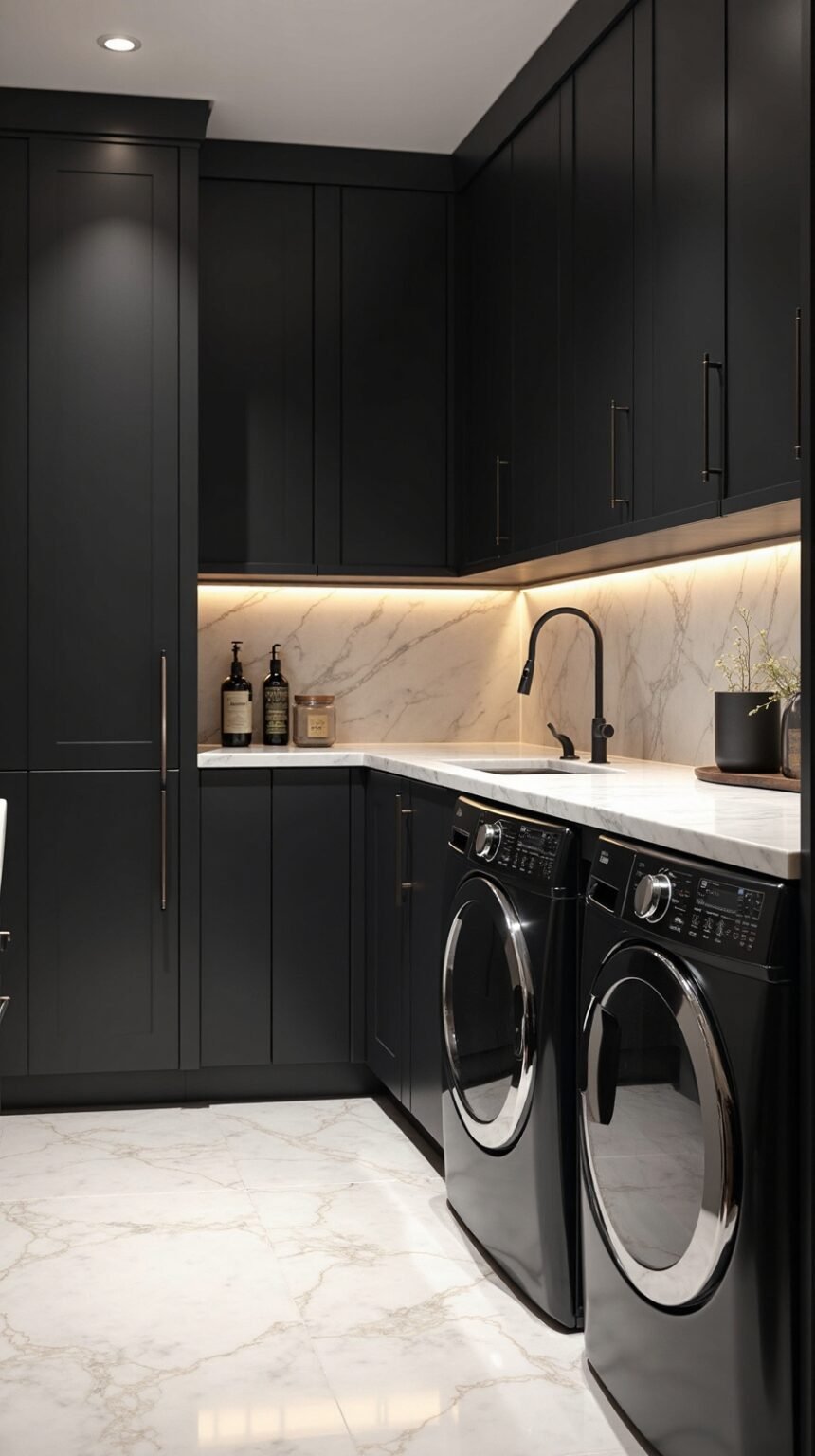 12 Sleek Black Laundry Room Ideas for Bold, Modern Style