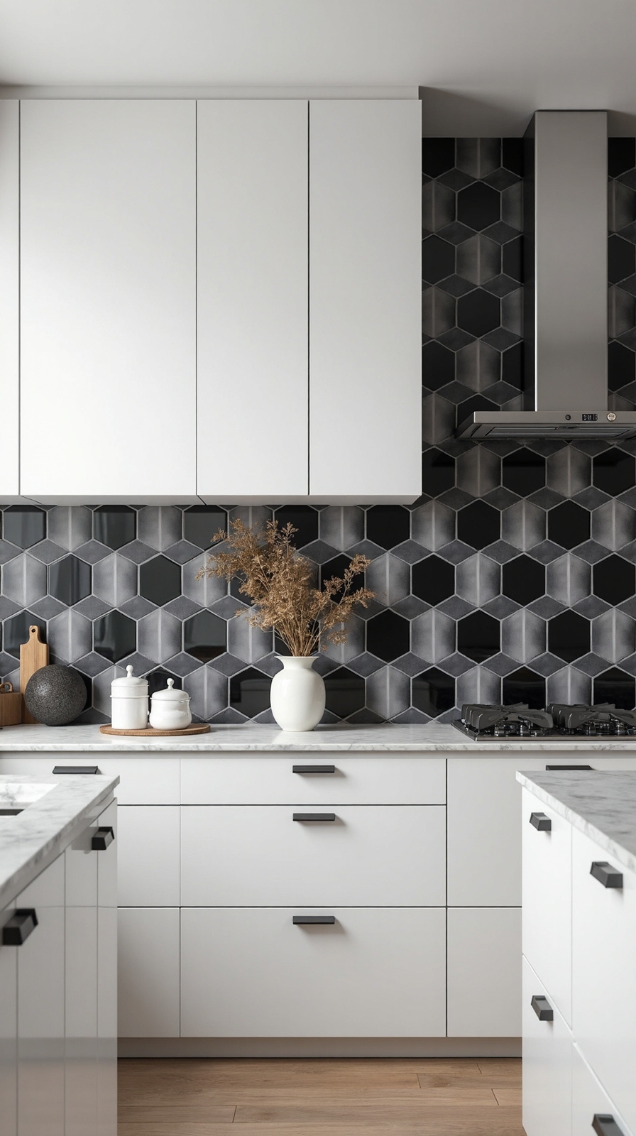 boldly geometric kitchen wall patterns