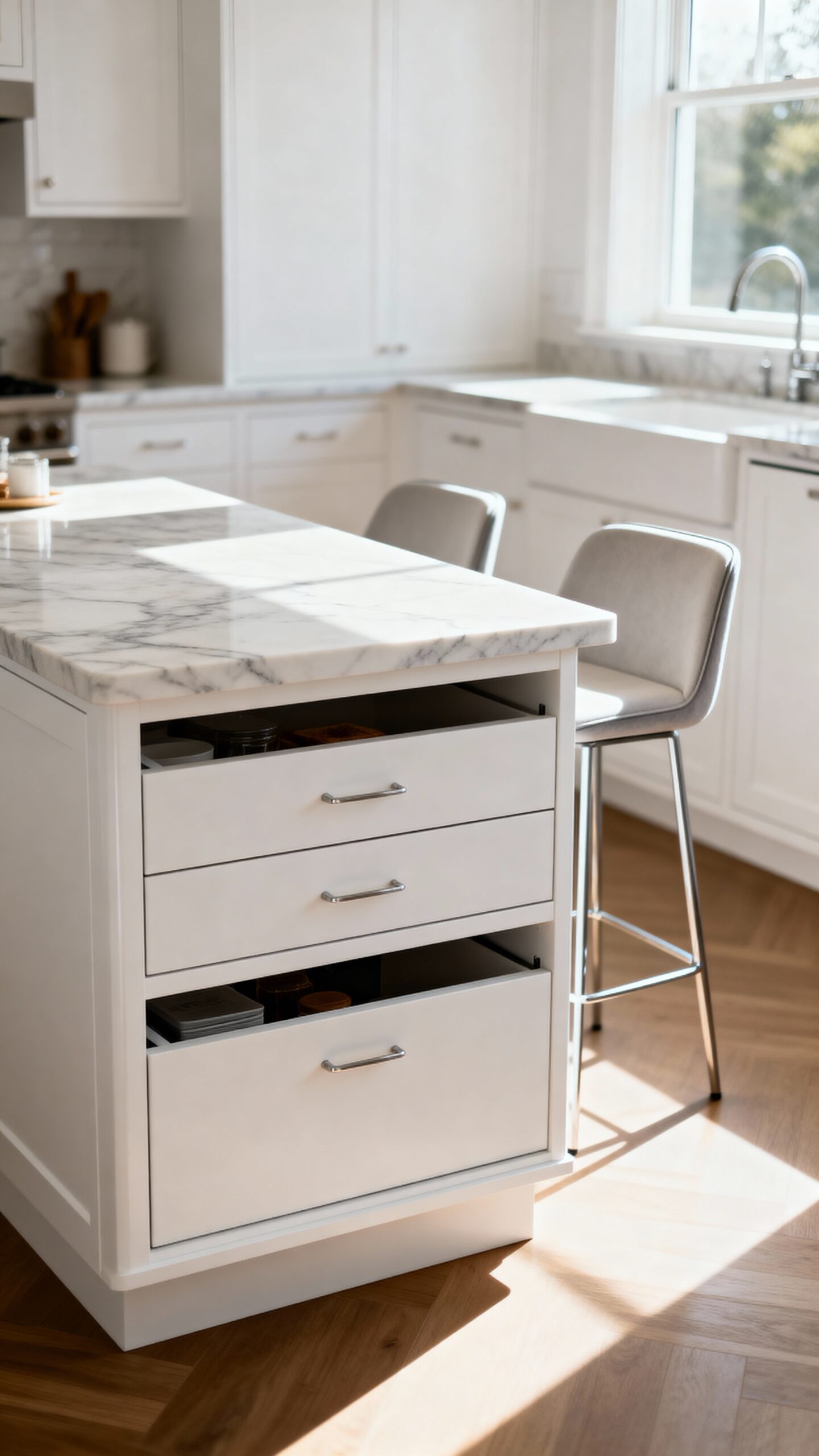 breakfast bar with concealed storage